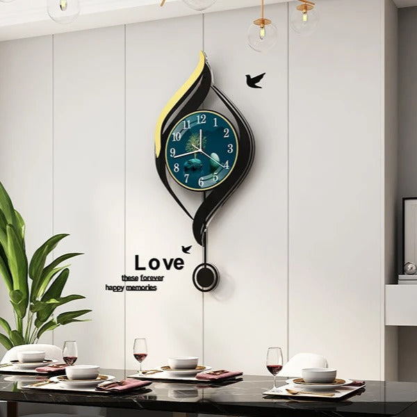 Horloge Murale Kinder-Harris Postmoderne - Enfant - Art Abstrait Noir Et Or