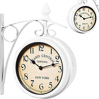 Horloge de Gare Ancienne Double Face New York Blanc
