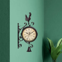 Horloge de Gare Vintage Chiffres Romains Double Face Coq