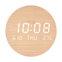 Horloge Murale Numérique Scandinave Bois
