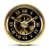 Horloge Murale Steampunk Noir et Doré