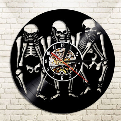 Horloge Tête de Mort Vinyle