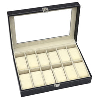 Boîte de Rangement pour 12 Montres en Cuir PU
