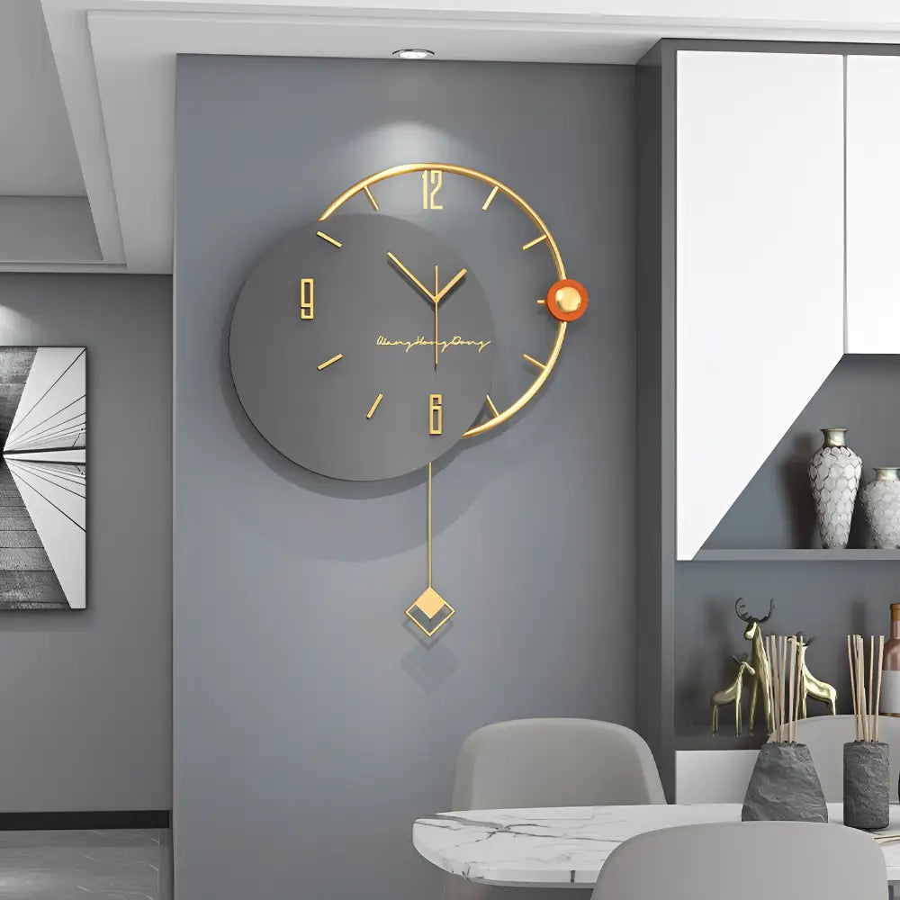 Horloge Design Ronde Sans Chiffres Effet Marbre Fabriqué en Italie