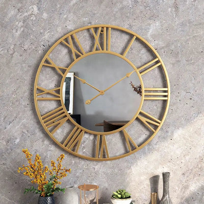 Horloge Murale avec Miroir Doré