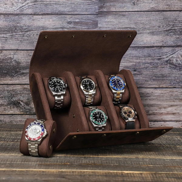 Etui montre voyage cuir vintage marron avec 4 emplacements Etui montre voyage cuir vintage marron avec 4 emplacements
