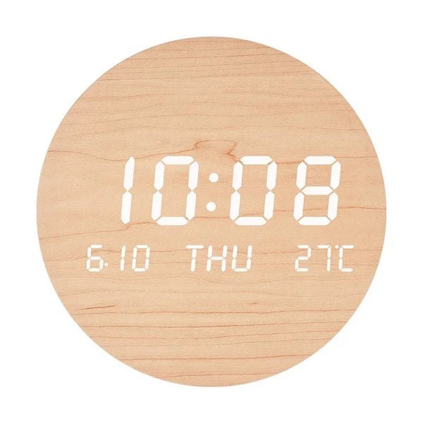 Horloge Murale Numérique Scandinave Bois