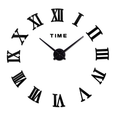 Horloge Murale 3D Chiffres Romains couleur noire