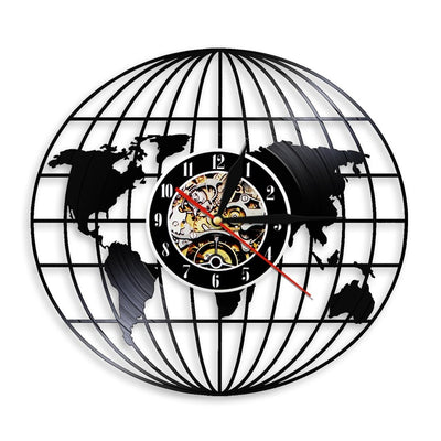 Horloge Vinyle Carte du Monde