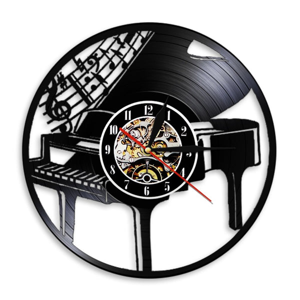 Horloge Murale Décorative Design Piano Touches De Musique - Acier Inoxydable