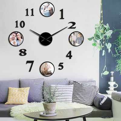 Horloge Murale Cadre Photo Noir