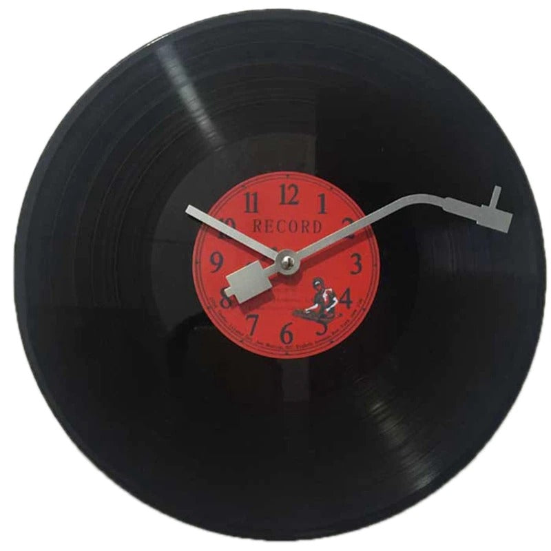 Horloge en disque vinyle 33 tours thème Clé de sol