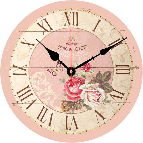 Pendule Horloge vintage 60's 70's US Sixties Diner rétro rose 49 x 49