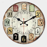 Horloge Murale Vintage Chiffres Multicolores