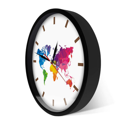 Horloge Carte du Monde Multicolore